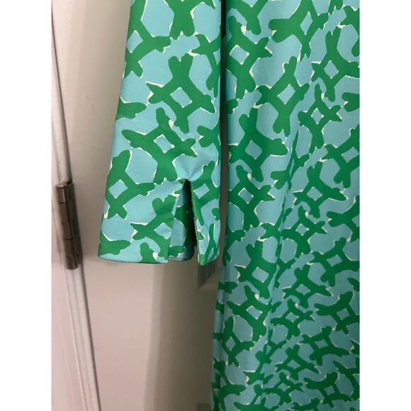 Jean-Pierre Klifa Blue Green Swing Dress XL Vacation Resort Beachy Boho Chic - Picture 9 of 9